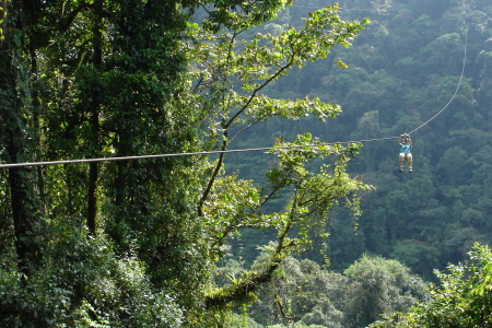 Becky hanging on for dear life in Costa Rica