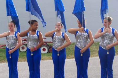 Katie in the color guard in Middle School