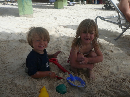 Anderson (almost 2) and Brenna in Aruba.