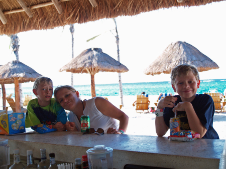 Wife and sons in Cozumel