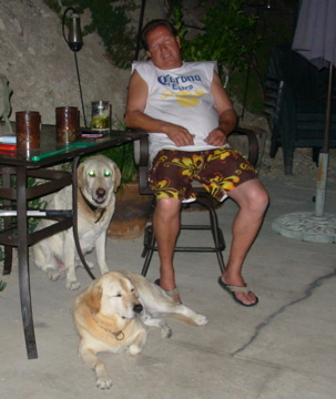 Mike & our 2 yellow labs