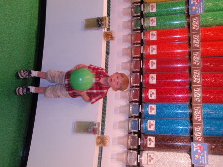 Jack at M & M World.  He ate too many red ones