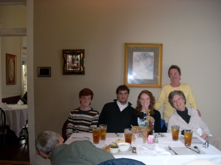 Family group at lunch at restaurant 2008