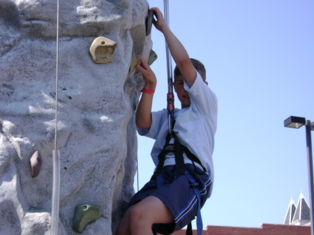 Carter on the rock wall