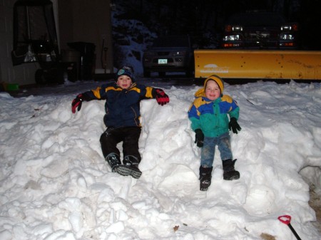 My two boys in the snow, winter 2006