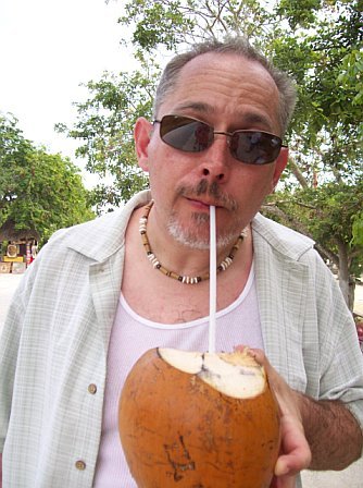 David's turn at the coconut