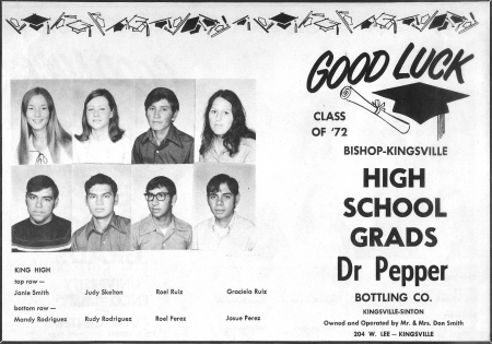 H.D. Pena's album, 1972 Kingsville Record Insert - Graduate Pics