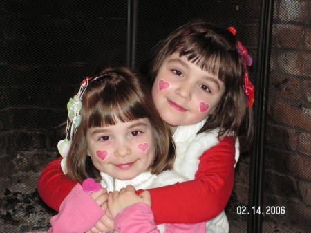 Our sweetie girls - Valentine's Day 2006