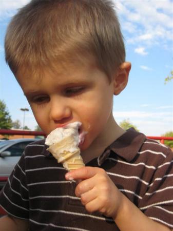 Mason enjoying ice cream.