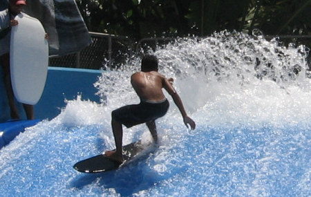 My son rippin on the flowrider.