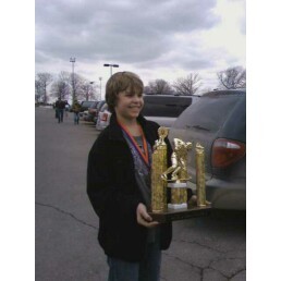 Travis with his hockey trophy