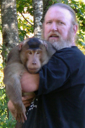With Simon, my Pigtail Macaque, 2005