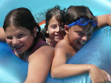 Meagan, Allison, David in pool