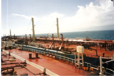 Off loading oil in the gulf.
