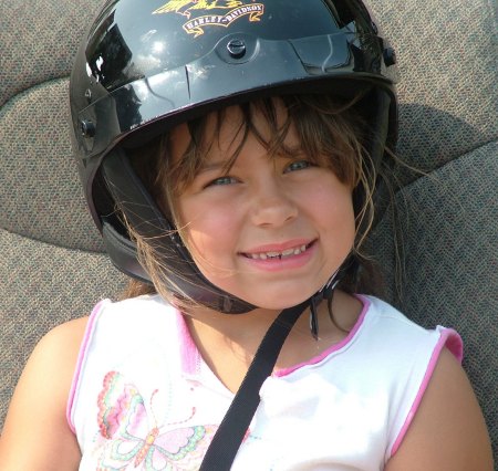 Brianna ready to ride with Papaw