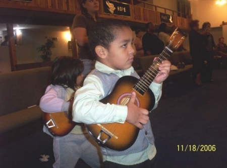 Jordan jamming out at church.