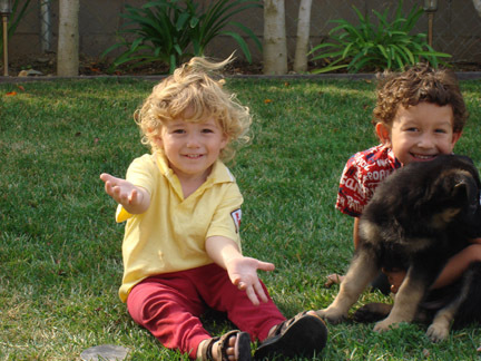 My boys with our German Shepard Puppies