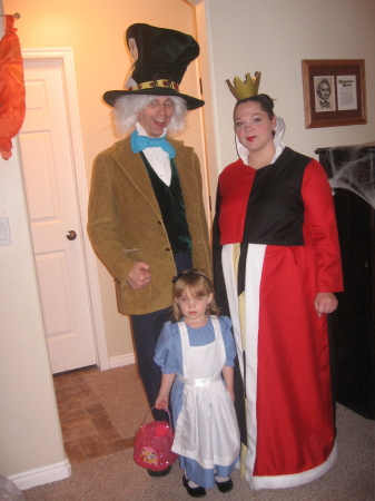 Mad Hatter, Queen of Hearts, and Alice