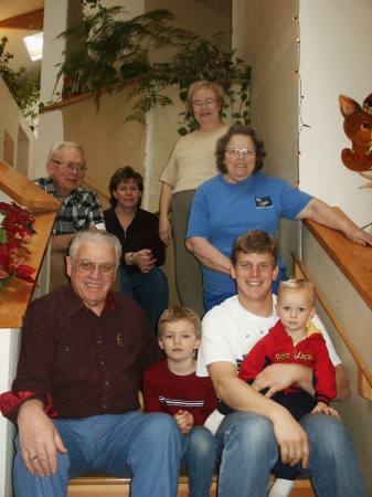 Christmas gathering on the entry stairs