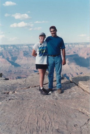 My future wife and I on the rim of the Grand Canyon.