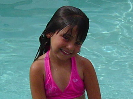 Ava in the pool.