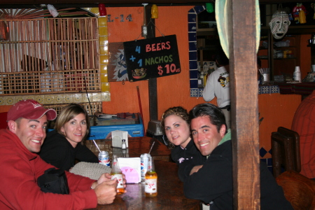 Scott, Krystel, Steve and Karmella Drinking Cervesa's in Cabo