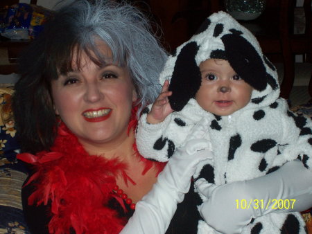 Cruela Deville and her little dalmation Halloween 2007