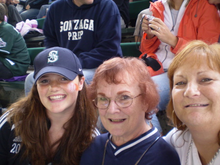 with neice and Mom at Mariners game