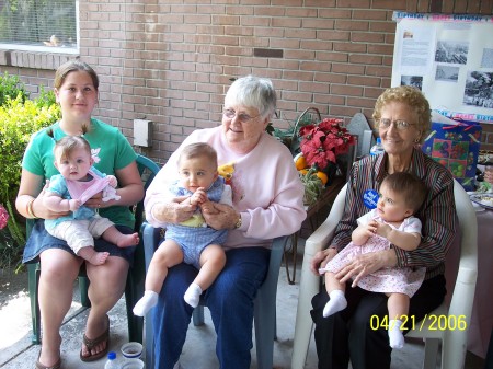 My neice Samatha, with my granddaughter Chloe, My grandmothers and my sister Rae's twins