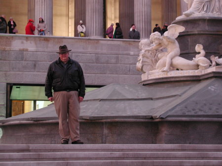 Jim at Parliament building in Vienna, Austria, December 2005