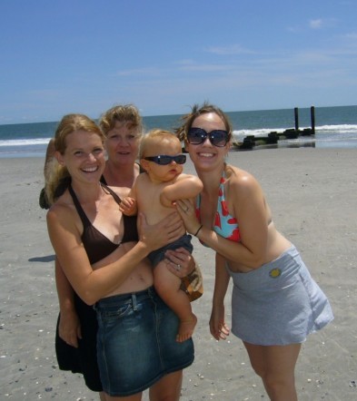 My sister Kerri (holding her son and my Godson) Jackson, my Mom, and my sister Jessica at AC this past summer.