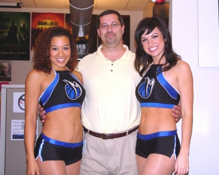 Larry and the Dallas Mavericks dancers