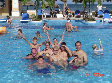 All the gang in the pool in Mexico