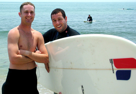 Me and Adam Sandler in Malibu, after surfing