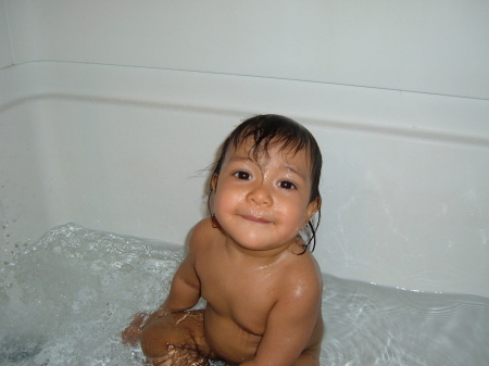 moises taking a bath