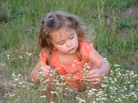 Picking weeds...I mean flowers for Mommy...