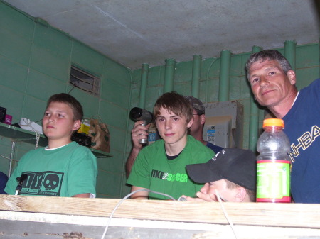 jack ,ian and dad anouncing baseball game