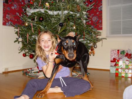 Cori and Roxi at Christmas 2005