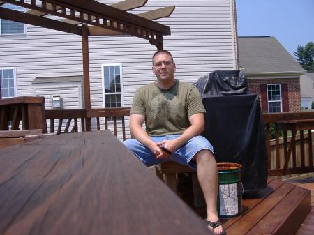 staining a deck