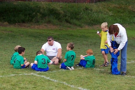 Pep talk to the kids after losing a game.
