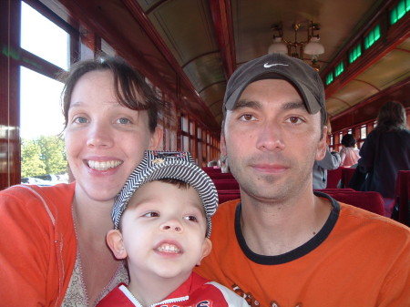 Mommy, Daddy, Luke on a train In PA