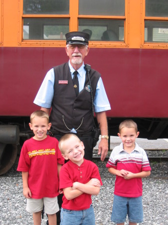 My three little sons at Dillsboro after Train Ride through Tucaseegee River