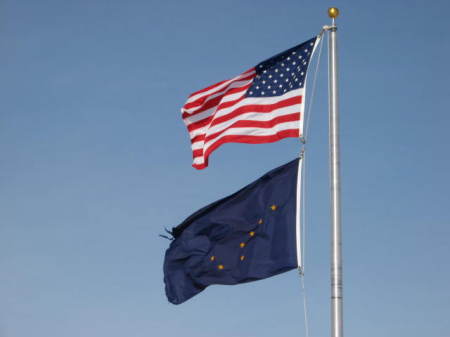 U.S. FLAG and The ALASKA FLAG in NENANA