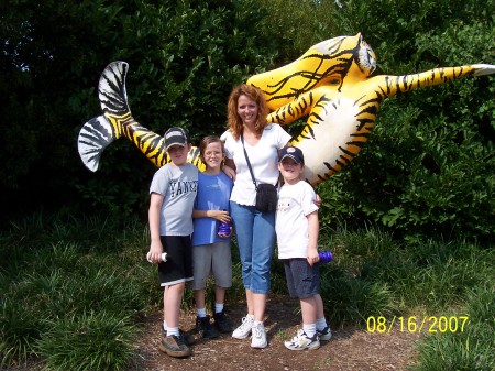 My family in front of the Norfolk Zoo mermaid