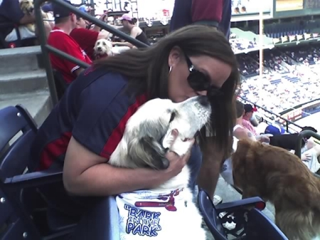 Hadley and me at the Atlanta Braves "Bark in the Park" game!!