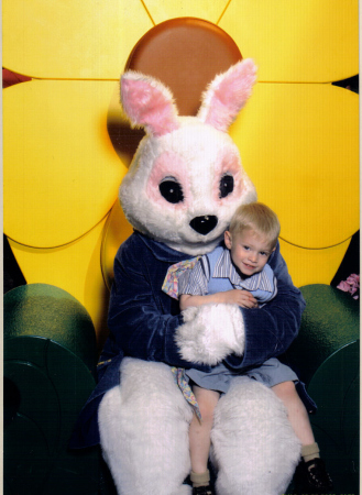 Gavin with the bunny - he really wasn't scared