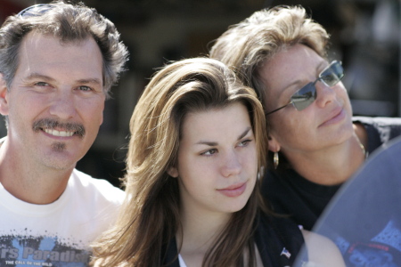 Mike, Katie & Kim on their Harley Davidson