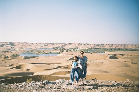 Standing Above Dunes and Water in Western Sahara