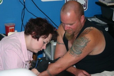 Me tattooing my name on Tony