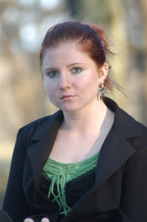 Deanna at a covered bridge in Missouri